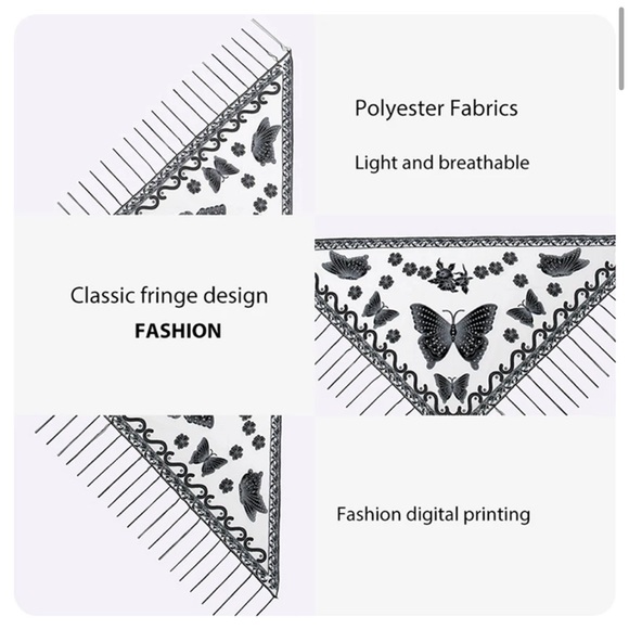 Papillon - Elegant Butterfly Lace Scarf Triangle Tassel Shawl - Picture 2 of 3
